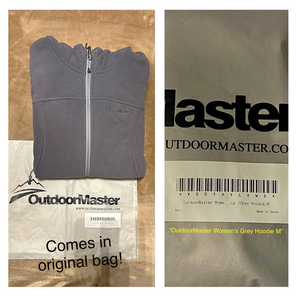FLEECE ZIP JACKET HOODIE WOMEN’S M GRAY by OUTDOORMASTER Water & Stain Resistant - Picture 9 of 12